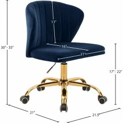 Brand new 👍 UrbanPro Contemporary Swivel Adjustable Navy Velvet And Gold Office Chair 🛒 -Deals Writing Desks Store 2517051 4 L