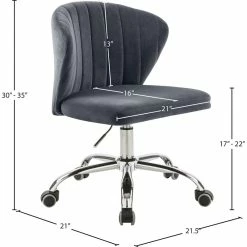 Outlet 🔥 UrbanPro Contemporary Swivel Adjustable Gray Velvet And Chrome Office Chair 😍 -Deals Writing Desks Store 2517052 3 L