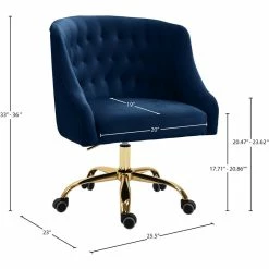 Best deal 💯 UrbanPro Contemporary Swivel Adjustable Navy Velvet And Gold Office Chair 🔥 -Deals Writing Desks Store 2517054 5 L