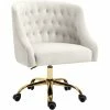 Best Sale 🛒 UrbanPro Contemporary Swivel Adjustable Cream Velvet And Gold Office Chair 😍 -Deals Writing Desks Store 2517055 3 L