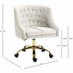 Best Sale 🛒 UrbanPro Contemporary Swivel Adjustable Cream Velvet And Gold Office Chair 😍 -Deals Writing Desks Store 2517055 5 L