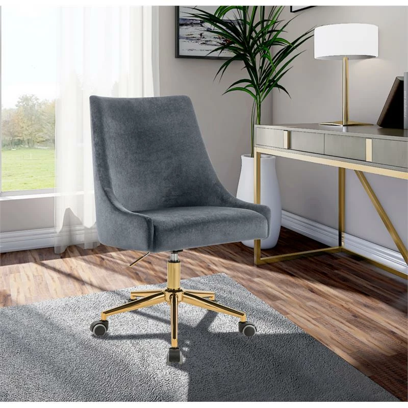 Budget ✨ UrbanPro Contemporary Swivel Adjustable Gray Velvet And Gold Office Chair 👍 4 Budget ✨ UrbanPro Contemporary Swivel Adjustable Gray Velvet And Gold Office Chair 👍 - Image 2