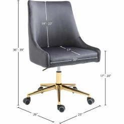 Budget ✨ UrbanPro Contemporary Swivel Adjustable Gray Velvet And Gold Office Chair 👍 17 Budget ✨ UrbanPro Contemporary Swivel Adjustable Gray Velvet And Gold Office Chair 👍 -Deals Writing Desks Store 2517056 6 L