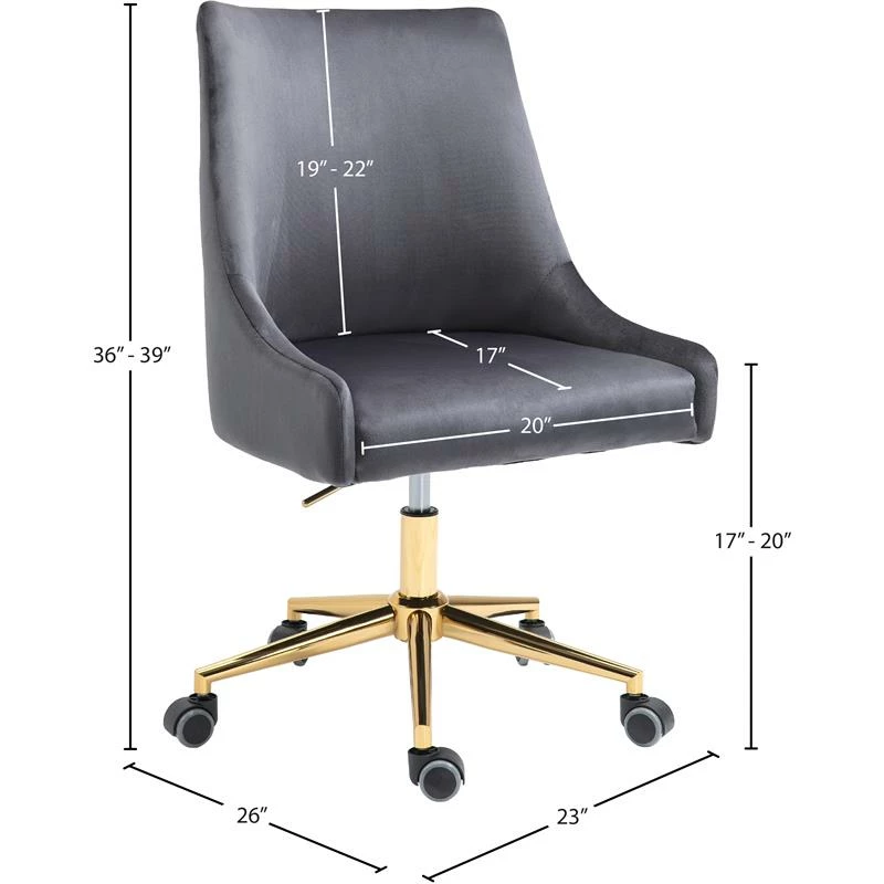 Budget ✨ UrbanPro Contemporary Swivel Adjustable Gray Velvet And Gold Office Chair 👍 9 Budget ✨ UrbanPro Contemporary Swivel Adjustable Gray Velvet And Gold Office Chair 👍 - Image 7
