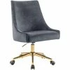 Budget ✨ UrbanPro Contemporary Swivel Adjustable Gray Velvet And Gold Office Chair 👍 -Deals Writing Desks Store 2517056 L