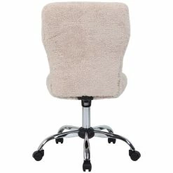 Best Pirce 👍 UrbanPro Faux Fur Office Swivel Chair In Cream ✔️ -Deals Writing Desks Store 2517057 3 L