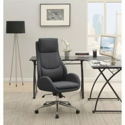 New 🤩 UrbanPro Modern Upholstered Office Chair With Padded Seat In Gray And Chrome ⭐ -Deals Writing Desks Store 2517083 1 L
