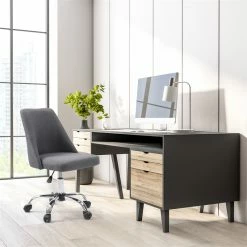 Discount 💯 UrbanPro Contemporary Fabric Upholstered Armless Task Chair In Dark Gray ❤️ -Deals Writing Desks Store 2517088 5 L