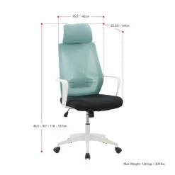 Deals 🤩 UrbanPro Traditional Fabric Mesh Back Teal Blue And Black Office Chair 🎁 -Deals Writing Desks Store 2517089 5 L