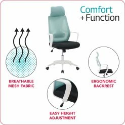 Deals 🤩 UrbanPro Traditional Fabric Mesh Back Teal Blue And Black Office Chair 🎁 -Deals Writing Desks Store 2517089 7 L
