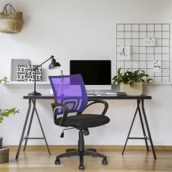 Cheap ✨ UrbanPro Contemporary Mesh Fabric Back Swivel Office Chair In Purple 🔔 -Deals Writing Desks Store 2517119 5 L