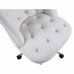 Hot Sale 🧨 Alexent Velvet Office Chair With Adjustable 360 Degree Swivel In White 👍 -Deals Writing Desks Store 2517328 13 L