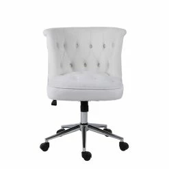 Hot Sale 🧨 Alexent Velvet Office Chair With Adjustable 360 Degree Swivel In White 👍 -Deals Writing Desks Store 2517328 2 L