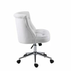 Hot Sale 🧨 Alexent Velvet Office Chair With Adjustable 360 Degree Swivel In White 👍 -Deals Writing Desks Store 2517328 3 L