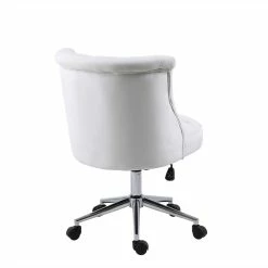 Hot Sale 🧨 Alexent Velvet Office Chair With Adjustable 360 Degree Swivel In White 👍 -Deals Writing Desks Store 2517328 4 L