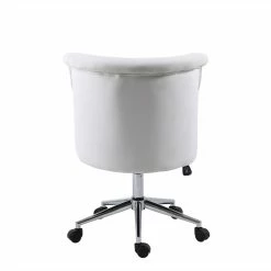 Hot Sale 🧨 Alexent Velvet Office Chair With Adjustable 360 Degree Swivel In White 👍 -Deals Writing Desks Store 2517328 5 L