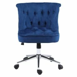 Coupon ⭐ Alexent Velvet Office Chair With Adjustable 360 Degree Swivel In Blue 😀