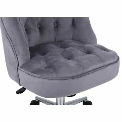 Discount 🌟 Alexent Velvet Office Chair With Adjustable 360 Degree Swivel In Gray 💯 -Deals Writing Desks Store 2517330 10 L