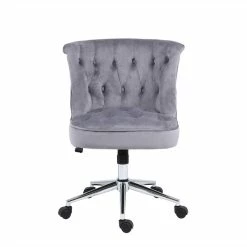 Discount 🌟 Alexent Velvet Office Chair With Adjustable 360 Degree Swivel In Gray 💯 -Deals Writing Desks Store 2517330 2 L
