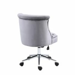 Discount 🌟 Alexent Velvet Office Chair With Adjustable 360 Degree Swivel In Gray 💯 -Deals Writing Desks Store 2517330 4 L