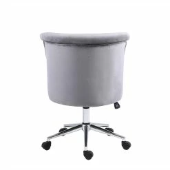 Discount 🌟 Alexent Velvet Office Chair With Adjustable 360 Degree Swivel In Gray 💯 -Deals Writing Desks Store 2517330 5 L