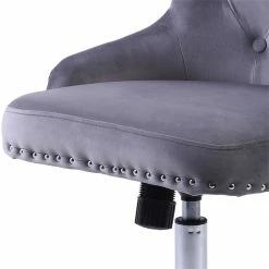 Outlet 💯 Alexent Mid-Century Velvet Office Chair With Adjustable Height In Gray 🧨 -Deals Writing Desks Store 2517331 5 L