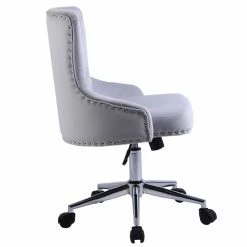 New 🔔 Alexent Mid-Century Velvet Office Chair With Adjustable Height In Ash 🎉 -Deals Writing Desks Store 2517332 2 L 1