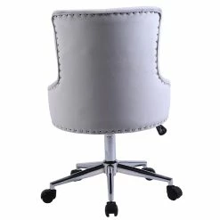 New 🔔 Alexent Mid-Century Velvet Office Chair With Adjustable Height In Ash 🎉 -Deals Writing Desks Store 2517332 3 L