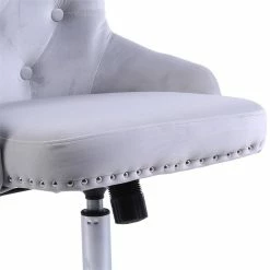 New 🔔 Alexent Mid-Century Velvet Office Chair With Adjustable Height In Ash 🎉 -Deals Writing Desks Store 2517332 5 L