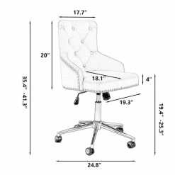 Flash Sale 🔥 Alexent Mid-Century Velvet Office Chair With Adjustable Height In Yellow 🌟 -Deals Writing Desks Store 2517333 9 L