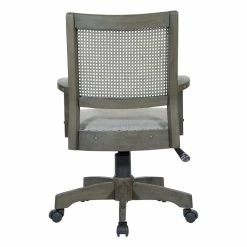 Best Pirce ✨ OSP Home Furnishings Deluxe Cane Back Bankers Chair In Gray Fabric Seat 🛒 -Deals Writing Desks Store 2520959 3 L