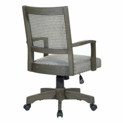 Best Pirce ✨ OSP Home Furnishings Deluxe Cane Back Bankers Chair In Gray Fabric Seat 🛒 -Deals Writing Desks Store 2520959 5 L