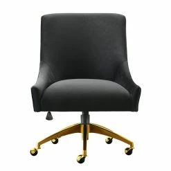 Cheapest 🌟 TOV Furniture Beatrix 22.6" Transitional Velvet Office Swivel Chair In Black 🧨 -Deals Writing Desks Store 2528739 2 L