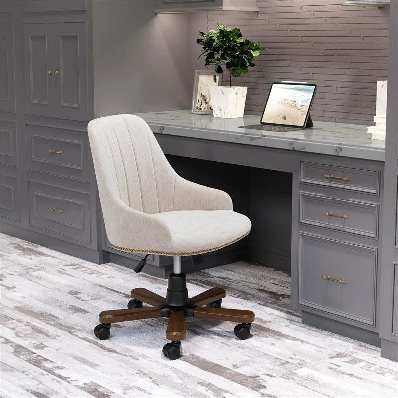 Hot Sale 😀 Eden Home Modern Office Chair In Off White ✨ 4 Hot Sale 😀 Eden Home Modern Office Chair In Off White ✨ - Image 2