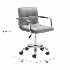 Best Sale 🔥 Eden Home Modern Steel Frame Office Chair In Gray ✔️ -Deals Writing Desks Store 2530669 08 L