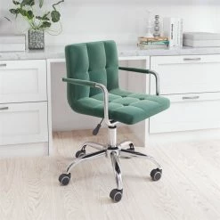 New 🌟 Eden Home Modern Steel Frame Office Chair In Green 🛒 13 New 🌟 Eden Home Modern Steel Frame Office Chair In Green 🛒 -Deals Writing Desks Store 2530706 01 L
