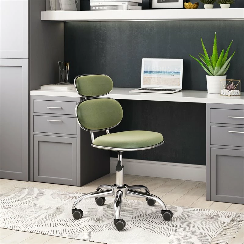 Hot Sale 😀 Eden Home Modern Office Chair In Olive Green & Silver 🛒 4 Hot Sale 😀 Eden Home Modern Office Chair In Olive Green & Silver 🛒 - Image 2