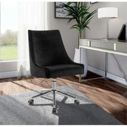 Budget ๐ฅ Maklaine Contemporary Swivel Adjustable Black Velvet And Chrome Office Chair ๐ฅ 19 Budget ๐ฅ Maklaine Contemporary Swivel Adjustable Black Velvet And Chrome Office Chair ๐ฅ -Deals Writing Desks Store 2532978 1 L