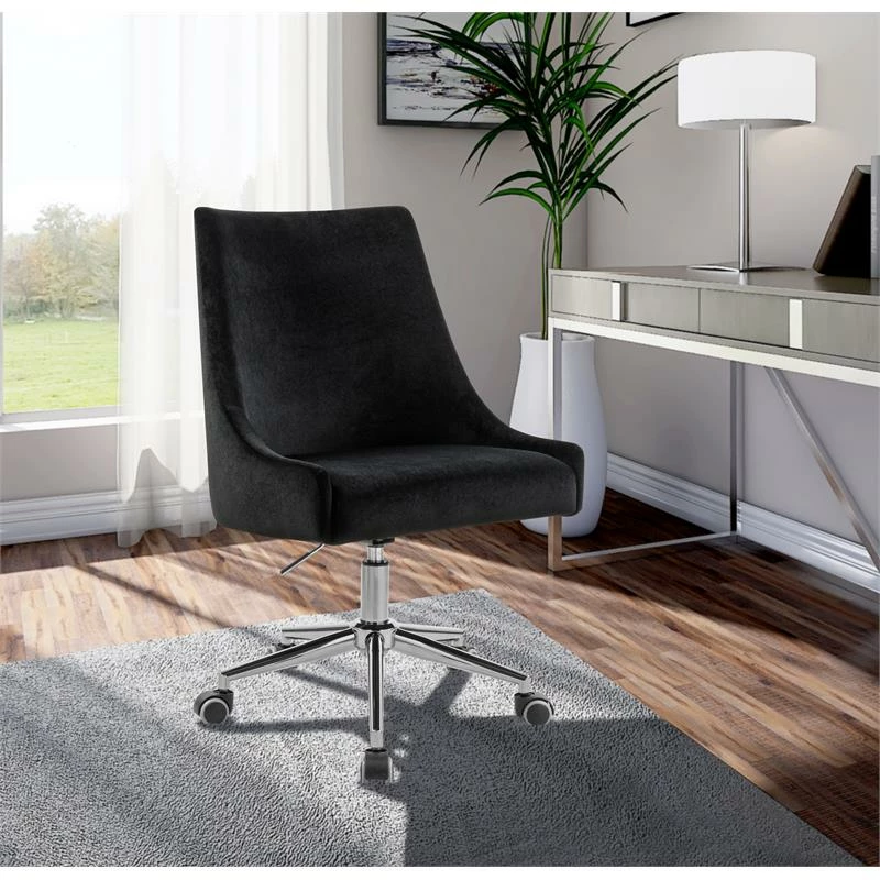 Budget ๐ฅ Maklaine Contemporary Swivel Adjustable Black Velvet And Chrome Office Chair ๐ฅ 11 Budget ๐ฅ Maklaine Contemporary Swivel Adjustable Black Velvet And Chrome Office Chair ๐ฅ - Image 9