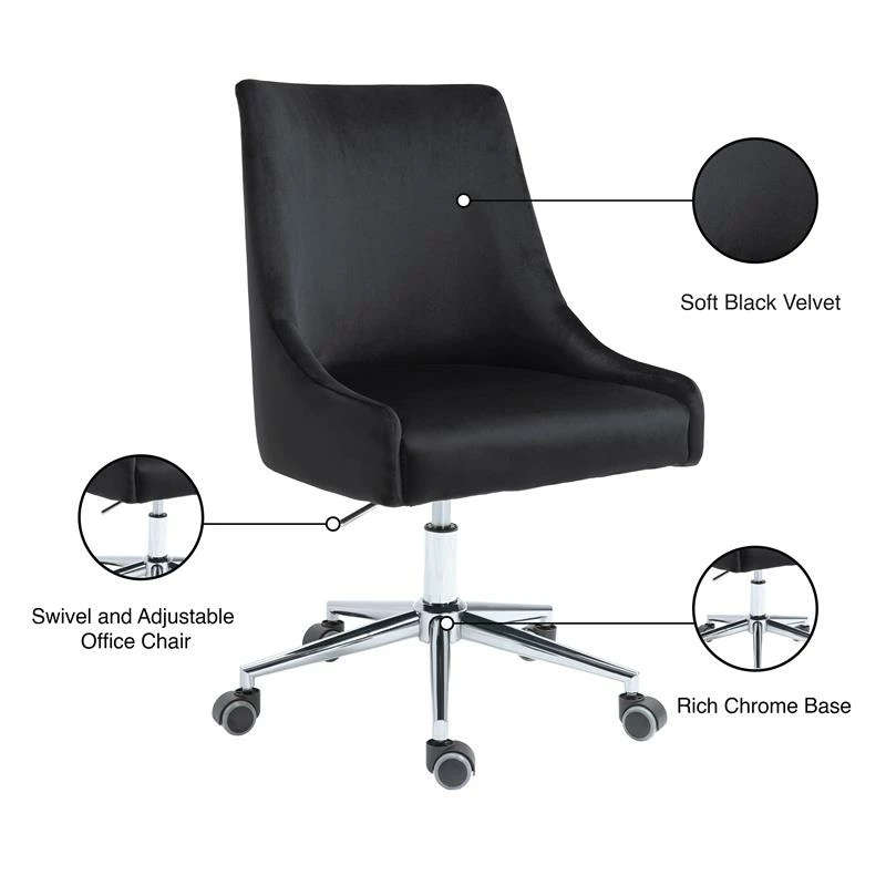 Budget ๐ฅ Maklaine Contemporary Swivel Adjustable Black Velvet And Chrome Office Chair ๐ฅ 6 Budget ๐ฅ Maklaine Contemporary Swivel Adjustable Black Velvet And Chrome Office Chair ๐ฅ - Image 4