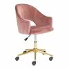 Budget 🎁 Uptown Club Earl 34" Curved Back Velvet Office Chair In Gold And Pink 🧨 -Deals Writing Desks Store 2536336 L