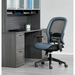 Promo ⭐ Office Star Dark Air Grid Back Managers Office Chair With Dillon Blue Fabric Seat 🌟 -Deals Writing Desks Store 2547639 2 L