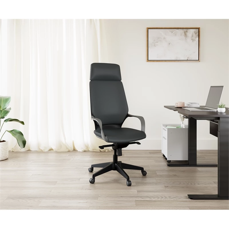 Outlet ✨ Unique Furniture Highback Polyester Fabric Seat Office Chair In Gray 🔔 5 Outlet ✨ Unique Furniture Highback Polyester Fabric Seat Office Chair In Gray 🔔 - Image 3