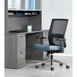 Outlet 😍 Office Star Black Matrix Back Manager's Office Chair With Dillon Blue Fabric Seat 😀 -Deals Writing Desks Store 2560327 2 L