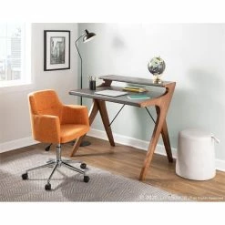 Best Pirce 🤩 LumiSource Andrew Contemporary Metal And Fabric Office Chair In Orange 🤩 -Deals Writing Desks Store 2561245 9 L