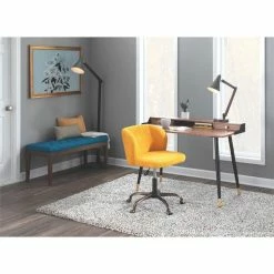 Outlet 👍 LumiSource Fran Fabric Foam And Painted Steel Task Chair In Antique/Yellow 🛒 -Deals Writing Desks Store 2561249 1 L