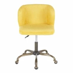 Outlet 👍 LumiSource Fran Fabric Foam And Painted Steel Task Chair In Antique/Yellow 🛒 -Deals Writing Desks Store 2561249 2 L
