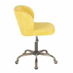 Outlet 👍 LumiSource Fran Fabric Foam And Painted Steel Task Chair In Antique/Yellow 🛒 -Deals Writing Desks Store 2561249 3 L