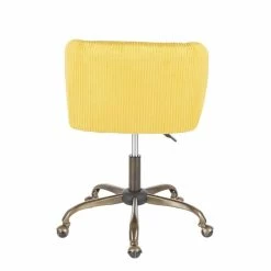 Outlet 👍 LumiSource Fran Fabric Foam And Painted Steel Task Chair In Antique/Yellow 🛒 -Deals Writing Desks Store 2561249 5 L