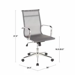 Budget 🤩 LumiSource Mirage Mesh Fabric And Metal Office Chair In Chrome/Silver 😉 19 Budget 🤩 LumiSource Mirage Mesh Fabric And Metal Office Chair In Chrome/Silver 😉 -Deals Writing Desks Store 2561262 8 L